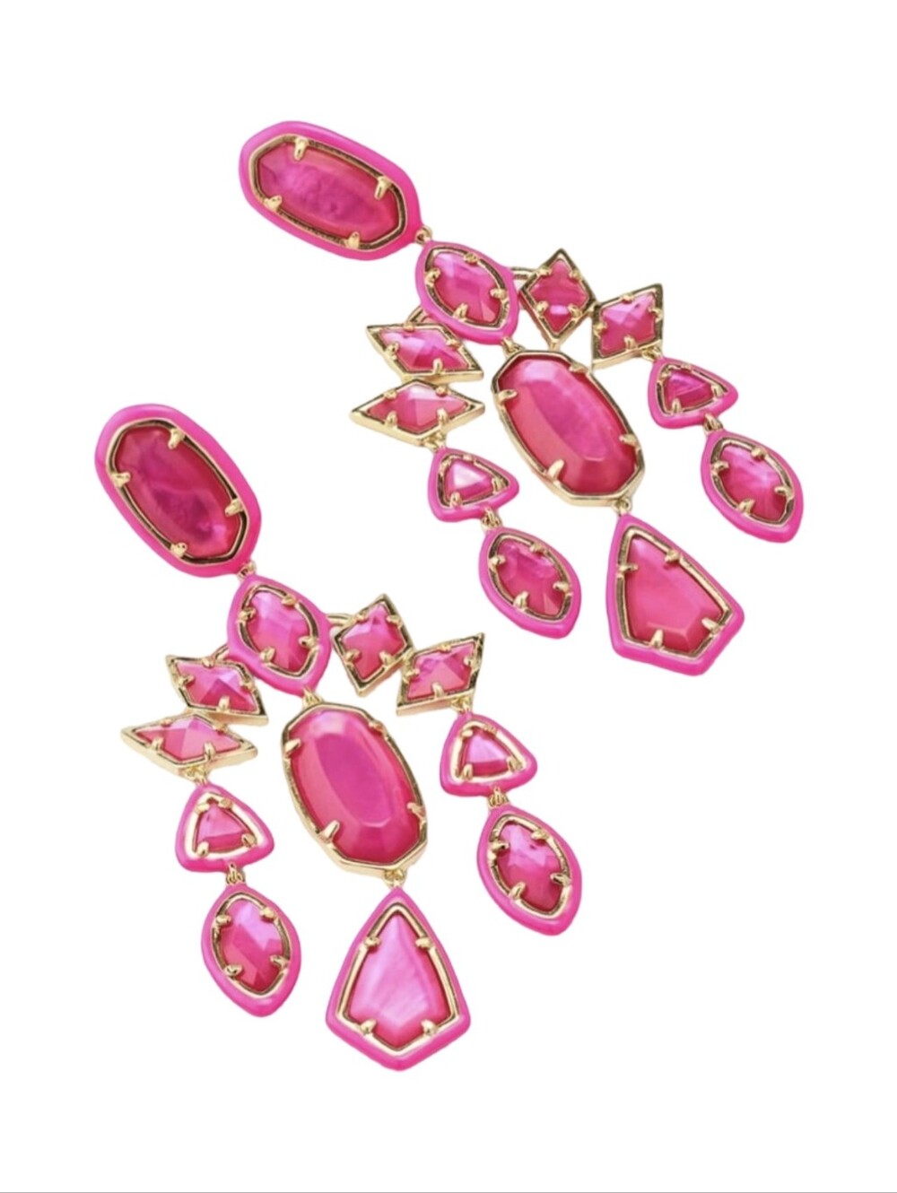 Kendra Scott Gretta Pink Statement Chandelier Earrings New - Picture 4 of 8